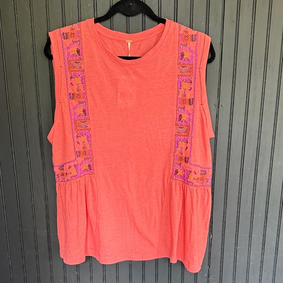 Free People Marcy Embroidered Top in
Red Orange - Picture 2 of 5